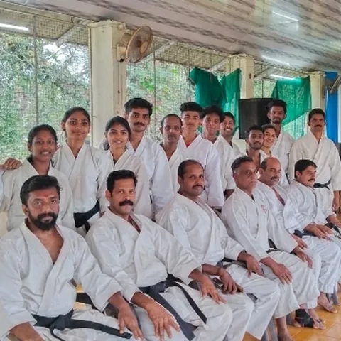 Kassis Karate Academy India instructors in white uniforms at Kuttampuzha